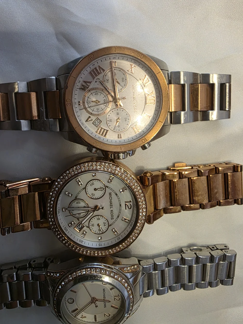 Michael Kors Three Rose Gold and Silver Trio Watch Set
